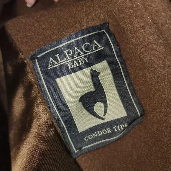 Marisa Minicucci Womens Brown Baby Alpaca Wool Long Sleeve Collared Coat Size 16 - Picture 5 of 12